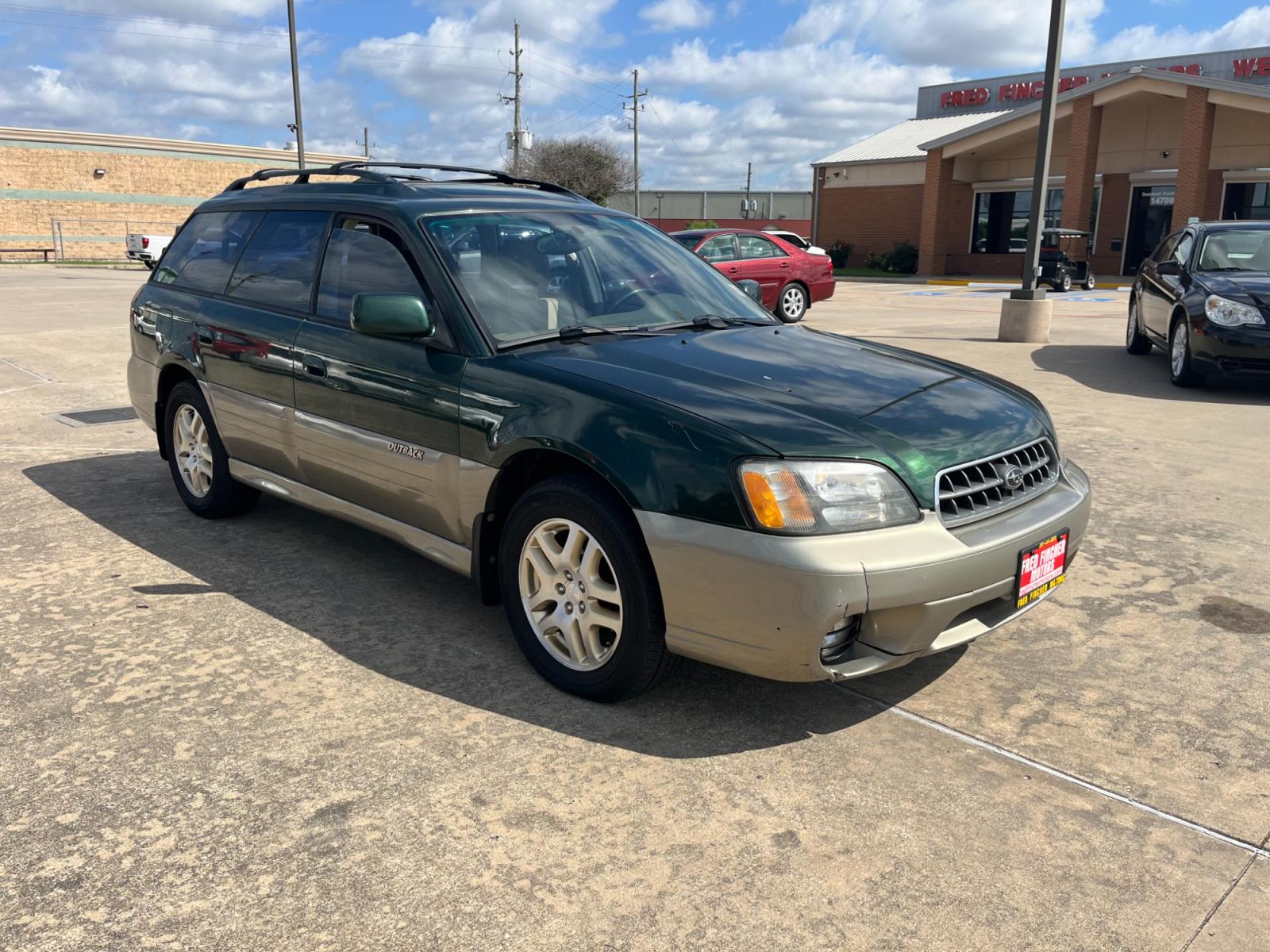 2003 green /TAN Subaru Outback Limited Wagon (4S3BH686737) with an 2.5L H4 SOHC 16V engine, 5-Speed Manual Overdrive transmission, located at 14700 Tomball Parkway 249, Houston, TX, 77086, (281) 444-2200, 29.928619, -95.504074 - Photo #0